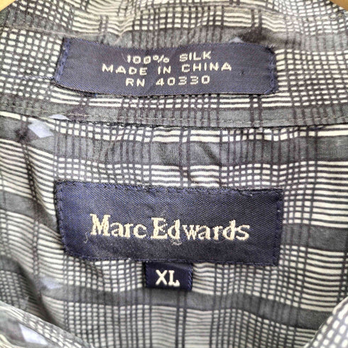 MARC EDWARDS 90s シルク100 総柄チェックシャツ メンズ XL