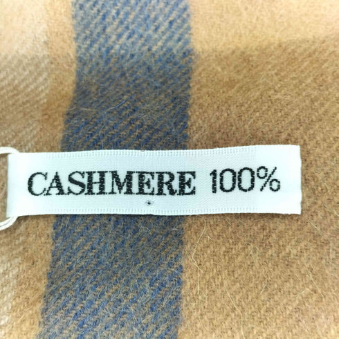 カシミヤ100 チェックフリンジマフラー レディース