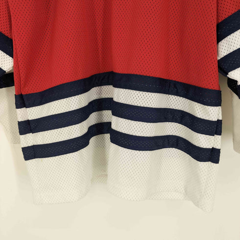 アディダス adidas 80-90S 万国旗タグ ロゴ プリント ボーダー 切替 メッシュ ゲーム シャツ メンズ import:M