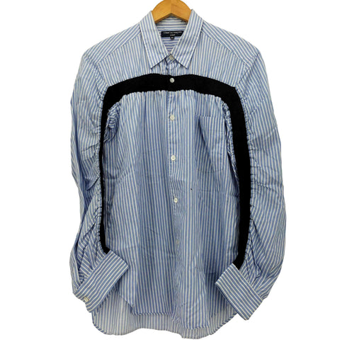 コムデギャルソンオム COMME des GARCONS HOMME AD2011 素材切替 ギャザーデザイン ストライプ L/S シャツ メンズ JPN:M