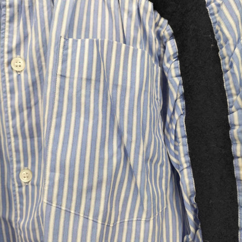 コムデギャルソンオム COMME des GARCONS HOMME AD2011 素材切替 ギャザーデザイン ストライプ L/S シャツ メンズ JPN:M