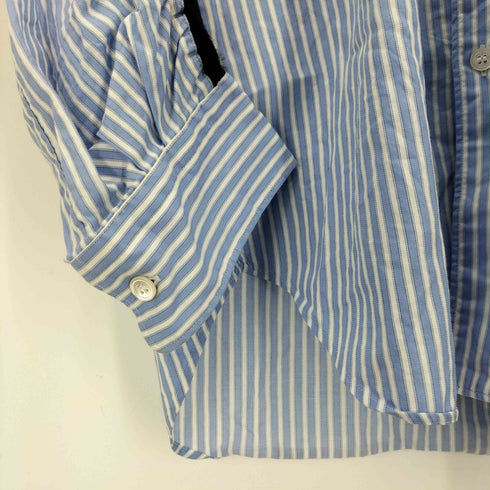 コムデギャルソンオム COMME des GARCONS HOMME AD2011 素材切替 ギャザーデザイン ストライプ L/S シャツ メンズ JPN:M