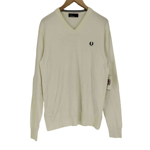 フレッドペリー FRED PERRY ワンポイント フロント刺繍 Vネックセーター メンズ S