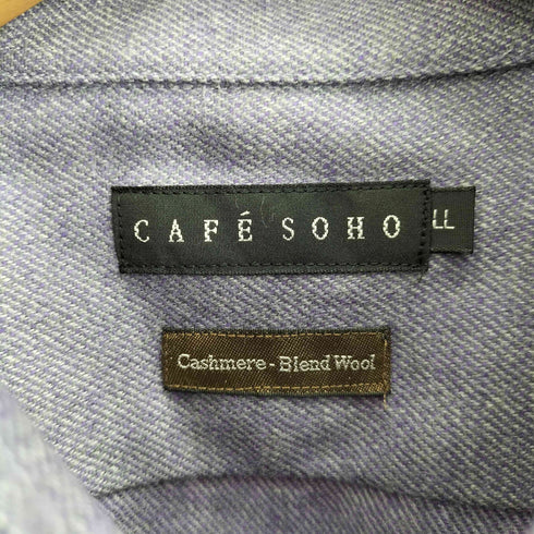 カフェソーホー CAFE SOHO CASHMERE BLEND WOOL カシミヤ混 ウールシャツ メンズ LL