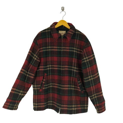 ウールリッチ WOOLRICH 90s USA製 タータンチェック ウールジップジャケット メンズ JPN:L