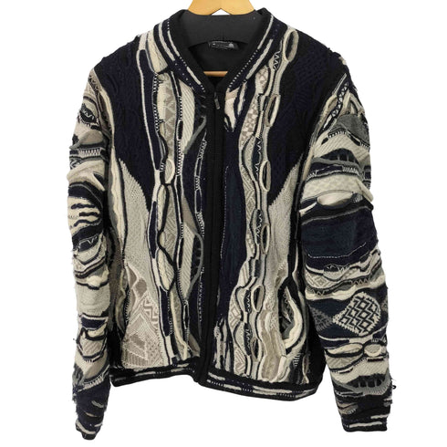 クージー COOGI 90S マルチカラー ジップアップ 3Dニットジャケット メンズ import:M