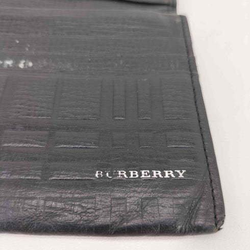 バーバリー BURBERRY ロゴ型押し 裏地ノバチェック エンボス レザー長財布 メンズ