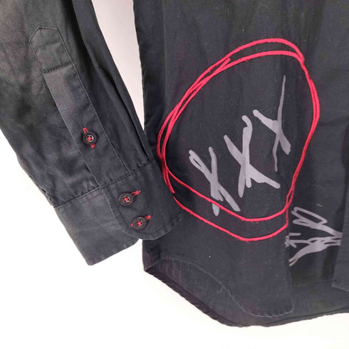 デシグアル Desigual rainbow フェルト プリント 3D 刺繍 L/S シャツ メンズ import:M
