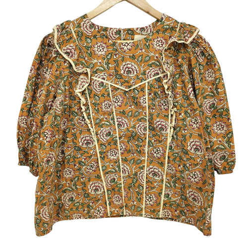 SEZANE 花柄 フリルショートスリーブ シャツブラウス レディース JPN:44