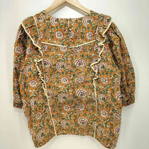 SEZANE 花柄 フリルショートスリーブ シャツブラウス レディース JPN:44