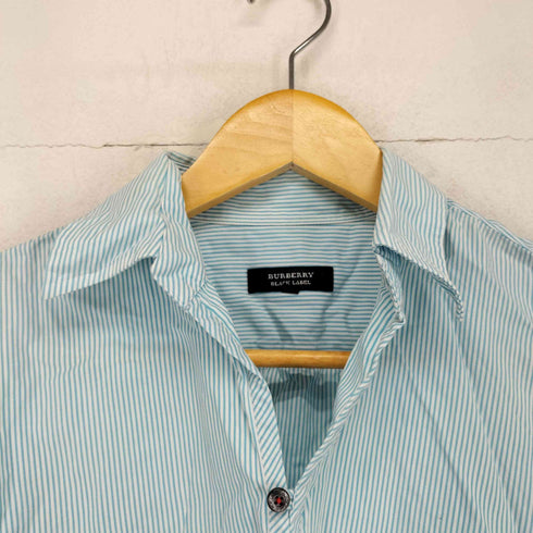 バーバリーブラックレーベル BURBERRY BLACK LABEL ストライプ柄 七分袖 スキッパーシャツ レディース 2