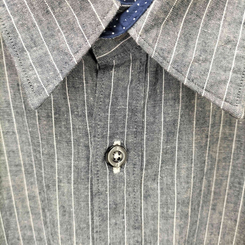 ピーエスポールスミス PS Paul Smith リネン混 七分袖 ストライプ シャツ メンズ import:L