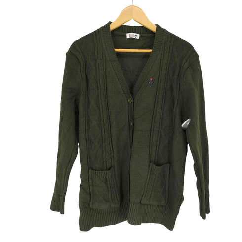 アイエスイッセイミヤケ I.S. ISSEY MIYAKE ロゴワッペンサイドスリットケーブルニットカーディガン レディース JPN:M