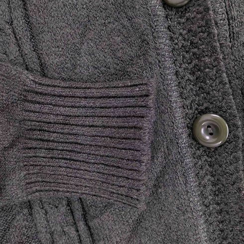 アイエスイッセイミヤケ I.S. ISSEY MIYAKE ロゴワッペンサイドスリットケーブルニットカーディガン レディース JPN:M