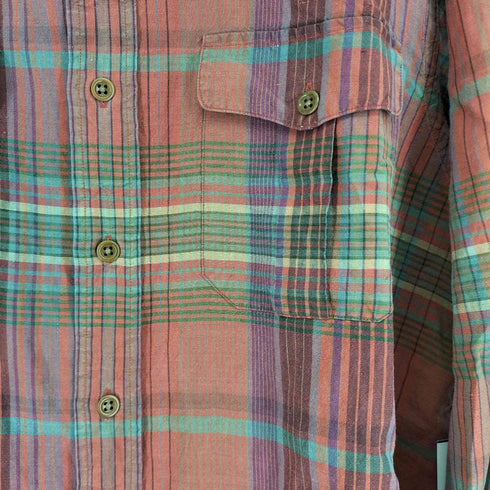 ポロバイラルフローレン Polo by RALPH LAUREN 90s シルクリネン マドラスチェックシャツ メンズ JPN:XL