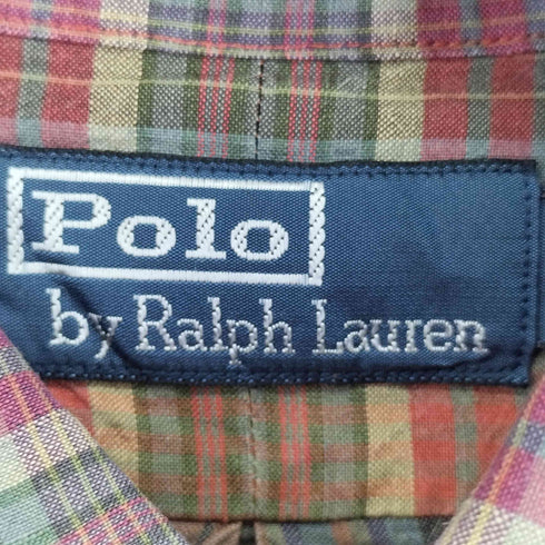 ポロバイラルフローレン Polo by RALPH LAUREN 90s シルクリネン マドラスチェックシャツ メンズ JPN:XL