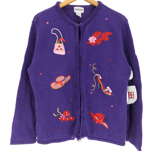 ボンワース BonWorth 服飾 装飾 ビーズ ラミー コットン ニット カーディガン レディース import:L