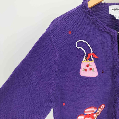 ボンワース BonWorth 服飾 装飾 ビーズ ラミー コットン ニット カーディガン レディース import:L