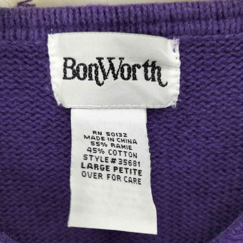 ボンワース BonWorth 服飾 装飾 ビーズ ラミー コットン ニット カーディガン レディース import:L