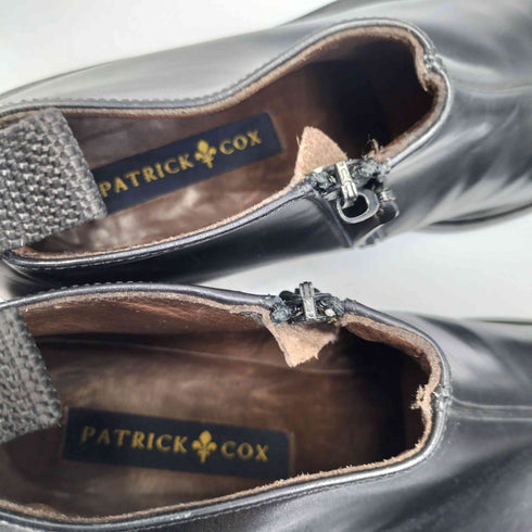 パトリックコックス PATRICK COX スクエアトゥ センター シーム サイド ジップ レザー シューズ メンズ 40 1/2
