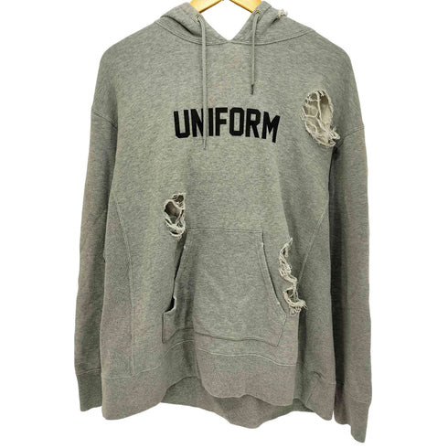 ユニフォームエクスペリメント uniform experiment ロゴプリント クラッシュ加工 ダメージパーカー メンズ 2