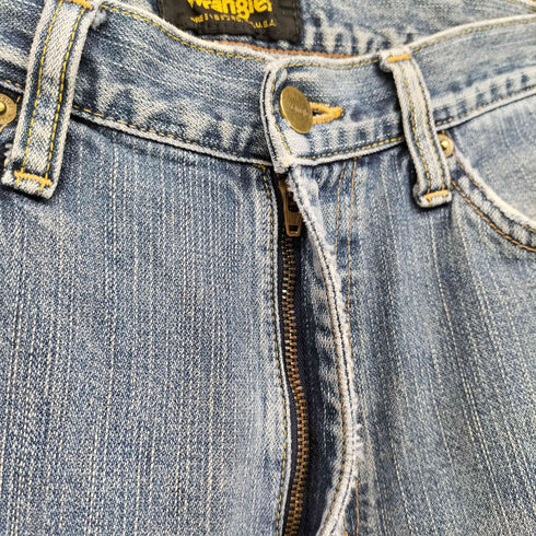 ラングラー Wrangler 革パッチ ストレート デニム パンツ メンズ 32