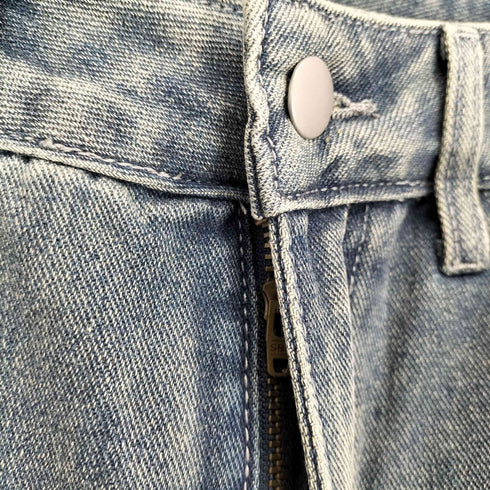 サイドシームワイドデニムパンツ レディース
