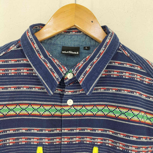 ワイルドシングス WILD THINGS エスニックボーダーシャツ メンズ L