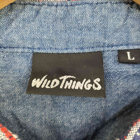 ワイルドシングス WILD THINGS エスニックボーダーシャツ メンズ L