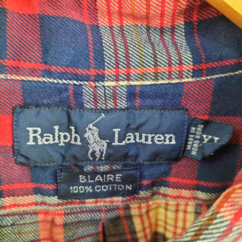 ラルフローレン RALPH LAUREN 90-00s BLAIRE スモールポニー刺繍 BDチェックネルシャツ メンズ import:XL