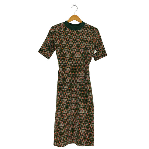 ザラ ZARA ベルテッド ダイヤモンド ニットドレス ワンピース レディース import:S