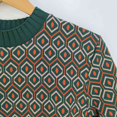 ザラ ZARA ベルテッド ダイヤモンド ニットドレス ワンピース レディース import:S