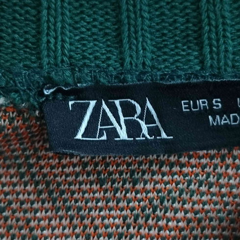 ザラ ZARA ベルテッド ダイヤモンド ニットドレス ワンピース レディース import:S