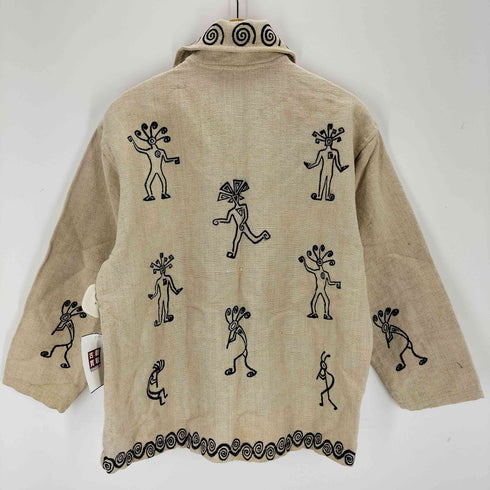 vintage Mexico 民族 総柄シャツジャケット ウッドボタン メンズ