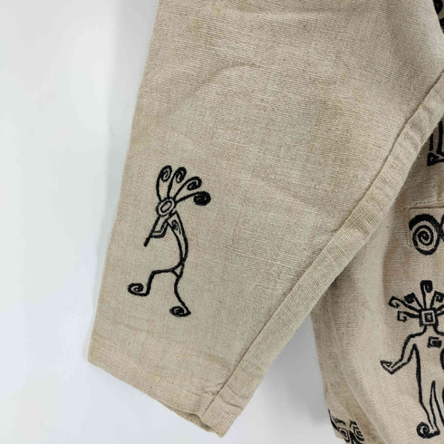 vintage Mexico 民族 総柄シャツジャケット ウッドボタン メンズ