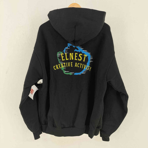 エルネスト ELNEST フロント刺繍 バックプリント ジップアップパーカー メンズ JPN:XL