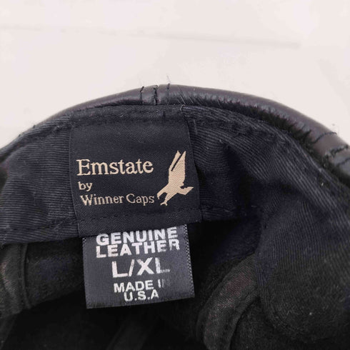 エムステイト Emstate MADE IN USA シボ革 レザーハンチングキャップ By Winner Caps メンズ L/XL