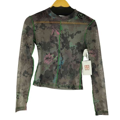 アーバン レヴィヴォ URBAN REVIVO 総柄 シアーデザイン L/Sカットソー レディース