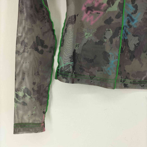 アーバン レヴィヴォ URBAN REVIVO 総柄 シアーデザイン L/Sカットソー レディース