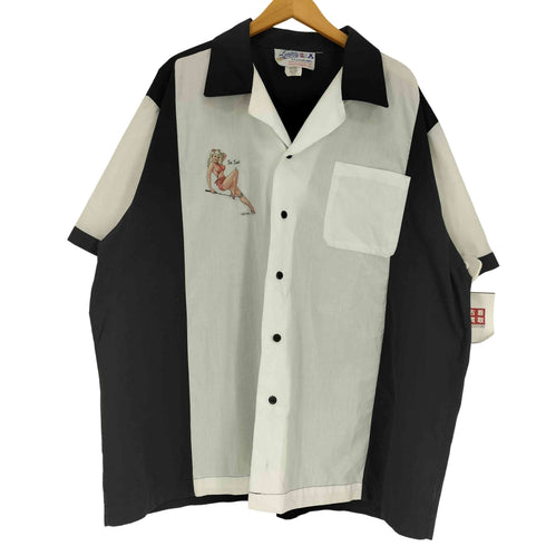 90S Cruisin PERMANENT PRESS Tee Time ガール プリント 開襟 オープンカラー ボーリング シャツ メンズ