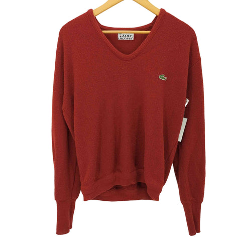 アイゾッドラコステ IZOD LACOSTE 70S 糸巻きタグ Vネック ロゴパッチ アクリルニット メンズ import:M