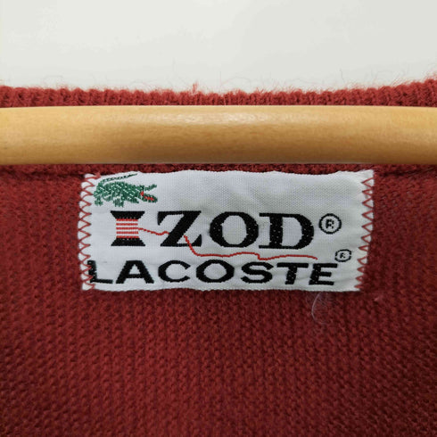 アイゾッドラコステ IZOD LACOSTE 70S 糸巻きタグ Vネック ロゴパッチ アクリルニット メンズ import:M