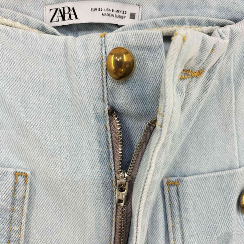 ザラ ZARA WIDE LEG CROPPED ワイドレッグクロップドデニムパンツ レディース 32
