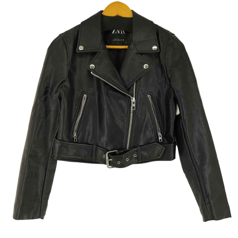 ザラ ZARA フェイクレザー ダブル ライダースジャケット レディース JPN:M
