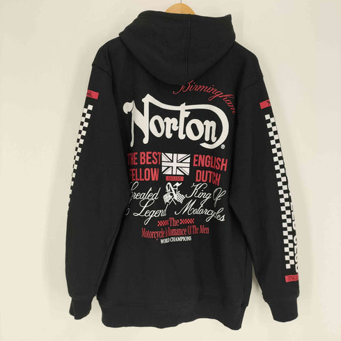 ノートン NORTON アーム チェッカー プリント ロゴ 刺繍 ジップアップ パーカー メンズ JPN:XXL