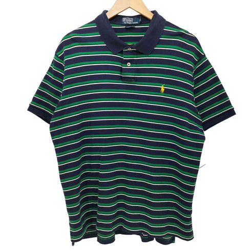ポロバイラルフローレン Polo by RALPH LAUREN 90S ボーダー柄 ポニー刺繍 ショートスリーブポロシャツ メンズ XXL