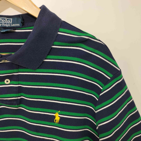 ポロバイラルフローレン Polo by RALPH LAUREN 90S ボーダー柄 ポニー刺繍 ショートスリーブポロシャツ メンズ XXL
