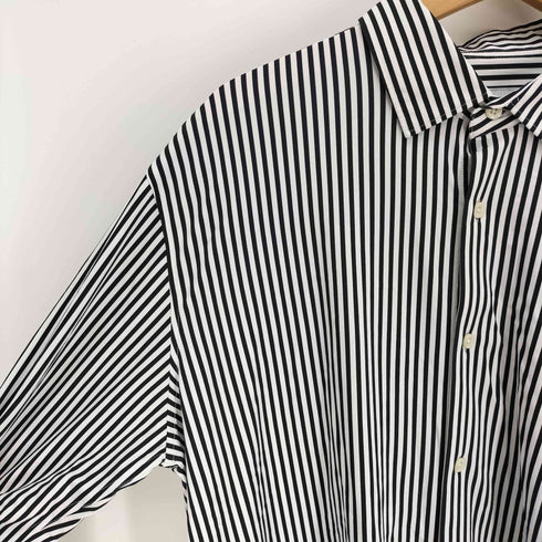 ザラ ZARA ナイロン ポリ ストライプ L/S シャツ メンズ import:L