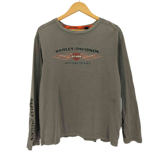 ハーレーダビッドソン HARLEY-DAVIDSON 刺繍ロゴ プリント ロングスリーブTシャツ ロンT メンズ import:L