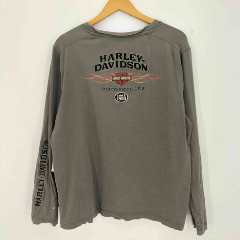 ハーレーダビッドソン HARLEY-DAVIDSON 刺繍ロゴ プリント ロングスリーブTシャツ ロンT メンズ import:L